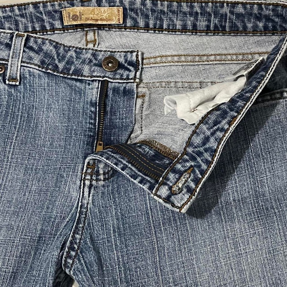 LEI Jeans Women Bootcut 11 (34x28) Raw Hem Medium Blue Back Flap Pockets Western - Picture 7 of 8